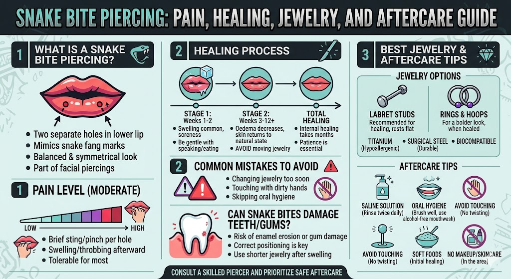 Snake Bites Piercing: Pain, Healing, Jewelry, and Aftercare Guide